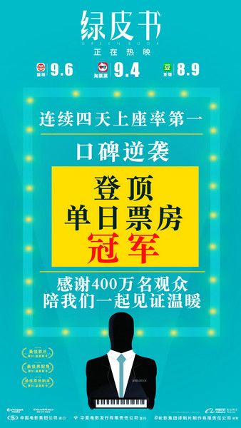 逆袭！《绿皮书》票房登顶日冠 曝“一封情书”片段  韩寒力挺电影：不好看找我